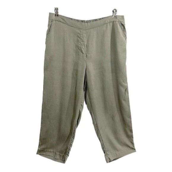 Chico’s Pants Size 2 (12) Green Crop Lightweight Flowy Lyocell - Picture 1 of 12